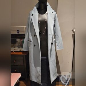 Chic Light Blue Women's Trench Coat